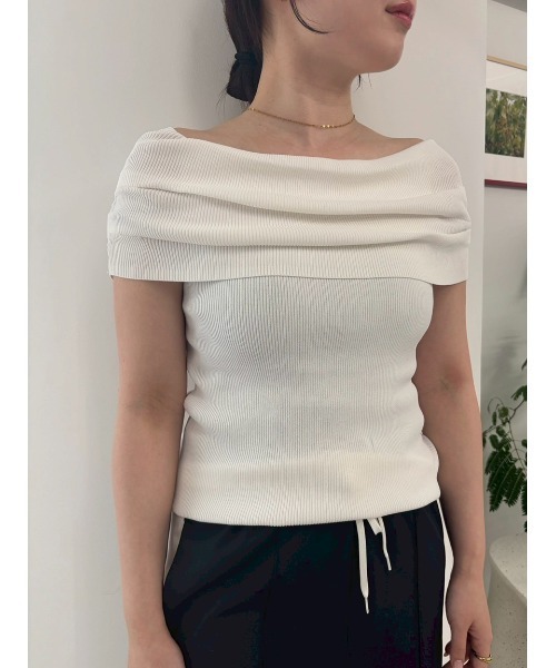 【WEB限定カラー】【UV加工】接触冷感オフショルリブニット