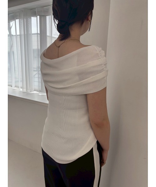 【WEB限定カラー】【UV加工】接触冷感オフショルリブニット