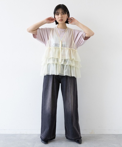 RAGEBLUE（レイジブルー）の「フロントジップ/チュールフリルベスト（ベスト・レディース・グリーン/ホワイト/ブラック/ブルー・FREE）」の10枚目の写真