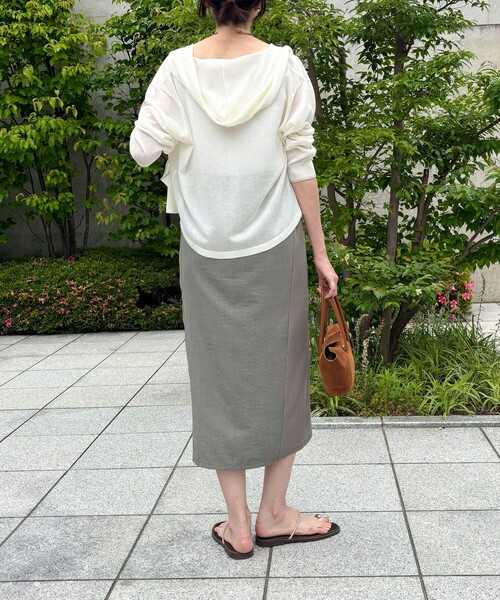 MICO COULIER（ミコクリエ）の「麻調×リブ切替タイトスカート（スカート・レディース・オリーブ/ブラック・36/38）」の7枚目の写真