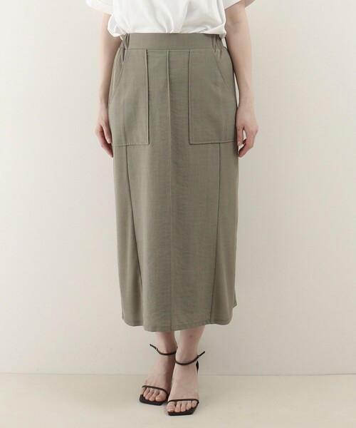 MICO COULIER（ミコクリエ）の「麻調×リブ切替タイトスカート（スカート・レディース・オリーブ/ブラック・36/38）」の11枚目の写真