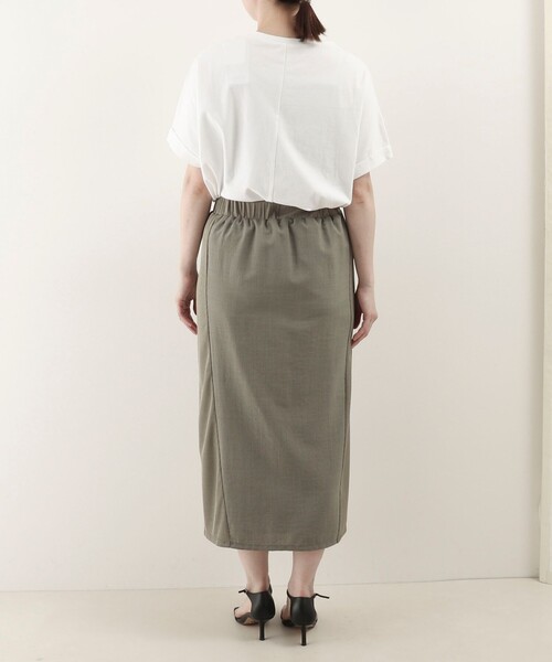 MICO COULIER（ミコクリエ）の「麻調×リブ切替タイトスカート（スカート・レディース・オリーブ/ブラック・36/38）」の14枚目の写真