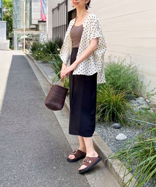 MICO COULIER（ミコクリエ）の「麻調×リブ切替タイトスカート（スカート・レディース・オリーブ/ブラック・36/38）」の16枚目の写真