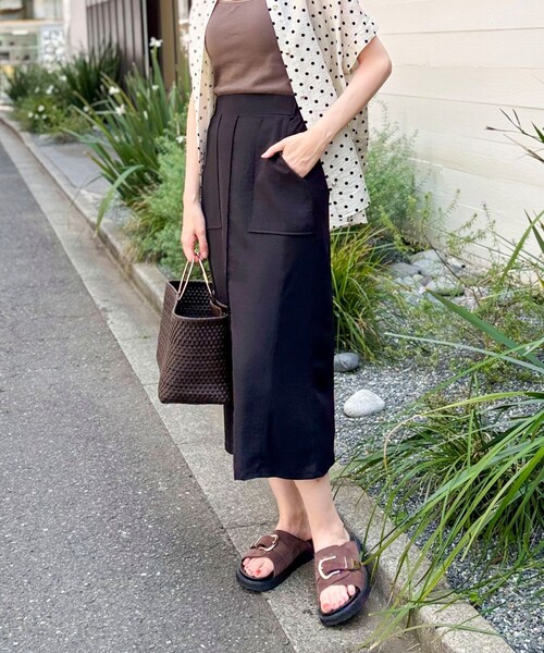 MICO COULIER（ミコクリエ）の「麻調×リブ切替タイトスカート（スカート・レディース・オリーブ/ブラック・36/38）」の18枚目の写真