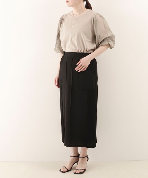 MICO COULIER（ミコクリエ）の「麻調×リブ切替タイトスカート（スカート・レディース・オリーブ/ブラック・36/38）」の20枚目の写真