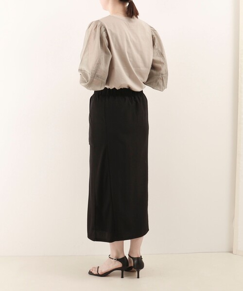 MICO COULIER（ミコクリエ）の「麻調×リブ切替タイトスカート（スカート・レディース・オリーブ/ブラック・36/38）」の21枚目の写真