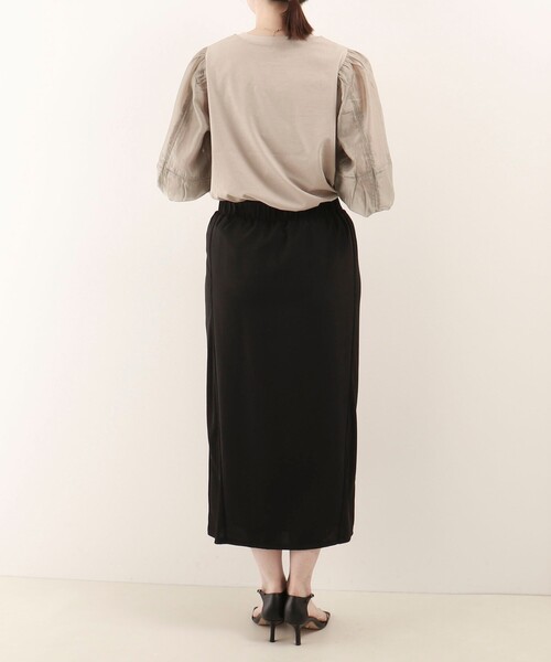 MICO COULIER（ミコクリエ）の「麻調×リブ切替タイトスカート（スカート・レディース・オリーブ/ブラック・36/38）」の22枚目の写真