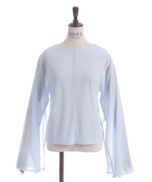 axes femme(アクシーズファム)の「スリット袖シアートップス(Tシャツ/カットソー・レディース・ブラック/サックスブルー/ホワイト・FREE)」の5枚目の写真