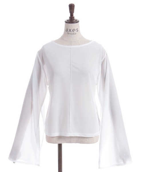 axes femme(アクシーズファム)の「スリット袖シアートップス(Tシャツ/カットソー・レディース・ブラック/サックスブルー/ホワイト・FREE)」の12枚目の写真