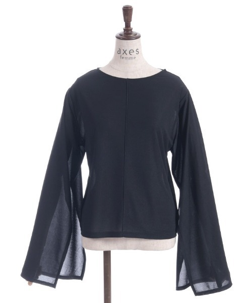 axes femme(アクシーズファム)の「スリット袖シアートップス(Tシャツ/カットソー・レディース・ブラック/サックスブルー/ホワイト・FREE)」の20枚目の写真