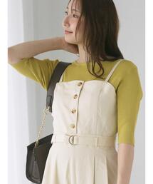 Te chichi TERRASSE | ボートネックハーフスリーブリブニット(ニット/セーター)