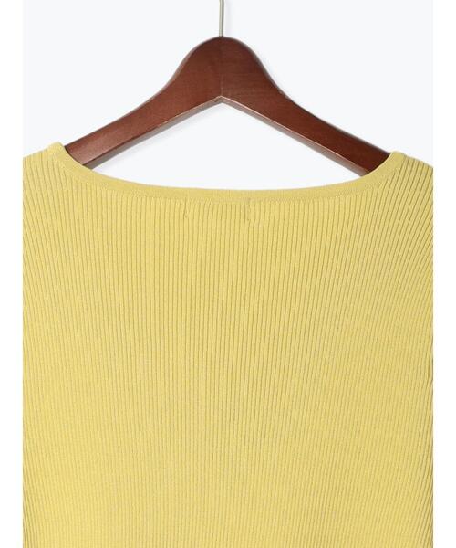 Te chichi TERRASSE（テチチテラス）の「ボートネックハーフスリーブリブニット（ニット/セーター・レディース・ブラック/オフホワイト/グリーン/イエロー・F）」の17枚目の写真