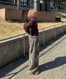 Chikashitsu +（チカシツプラス）の「【Chikashitsu +】leopard wide cotton pants (2color) / 【チカシツプラス】レオパードコットンワイドパンツデニムパンツ（その他パンツ）」