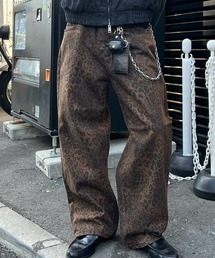 Chikashitsu +（チカシツプラス）の「【Chikashitsu +】leopard wide cotton pants (2color) / 【チカシツプラス】レオパードコットンワイドパンツデニムパンツ（デニムパンツ）」