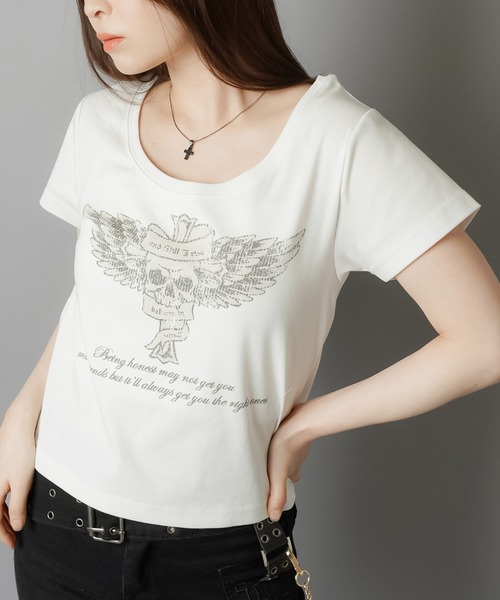セール】平成ギャルTシャツ/スカルウイング（Tシャツ/カットソー