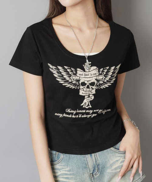 SPINNS - SPINNS 代行 セール】平成ギャルTシャツ/スカルウイング（Tシャツ/カットソー