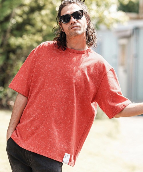 CAMBIO(カンビオ)の「mt9735- Uneven Dyed Print Cut sew プリントカットソー(Tシャツ/カットソー・メンズ・ブラック/レッド/カーキ・M/L)」の2枚目の写真