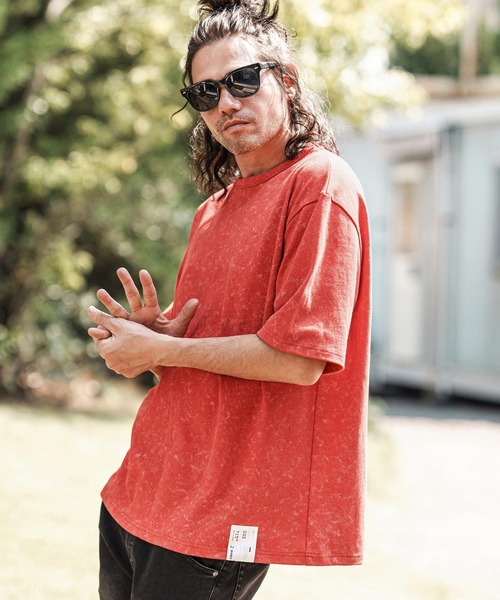 CAMBIO(カンビオ)の「mt9735- Uneven Dyed Print Cut sew プリントカットソー(Tシャツ/カットソー・メンズ・ブラック/レッド/カーキ・M/L)」の11枚目の写真