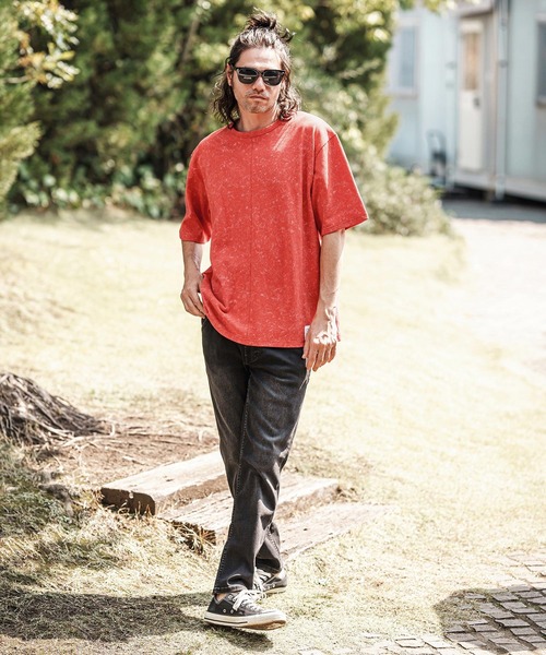 CAMBIO(カンビオ)の「mt9735- Uneven Dyed Print Cut sew プリントカットソー(Tシャツ/カットソー・メンズ・ブラック/レッド/カーキ・M/L)」の15枚目の写真