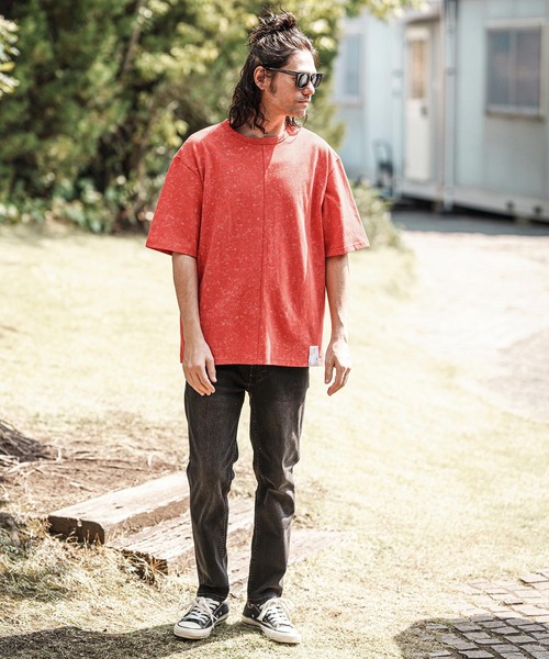 CAMBIO(カンビオ)の「mt9735- Uneven Dyed Print Cut sew プリントカットソー(Tシャツ/カットソー・メンズ・ブラック/レッド/カーキ・M/L)」の16枚目の写真