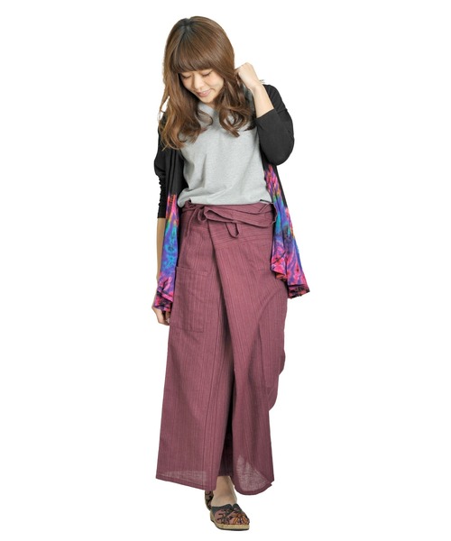 MARAI(マーライ)の「タイパンツ アジアンエスニック 袴パンツ ワイドパンツ(その他パンツ・メンズ・ブラウン/レッド/ブラック/パープル/ワイン系/グリーン・FREE)」の18枚目の写真