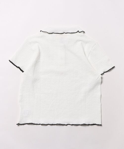 aimoha（アイモハ）の「【aimoha-KIDS-】配色パイピング半袖ニットポロシャツ（ポロシャツ・キッズ・ホワイト/ブラック・120/130/140/150/160）」の3枚目の写真