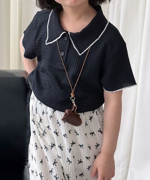 aimoha（アイモハ）の「【aimoha-KIDS-】配色パイピング半袖ニットポロシャツ（ポロシャツ・キッズ・ホワイト/ブラック・120/130/140/150/160）」の20枚目の写真