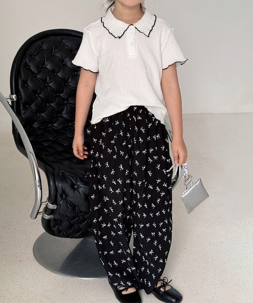 aimoha（アイモハ）の「【aimoha-KIDS-】配色パイピング半袖ニットポロシャツ（ポロシャツ・キッズ・ホワイト/ブラック・120/130/140/150/160）」の11枚目の写真