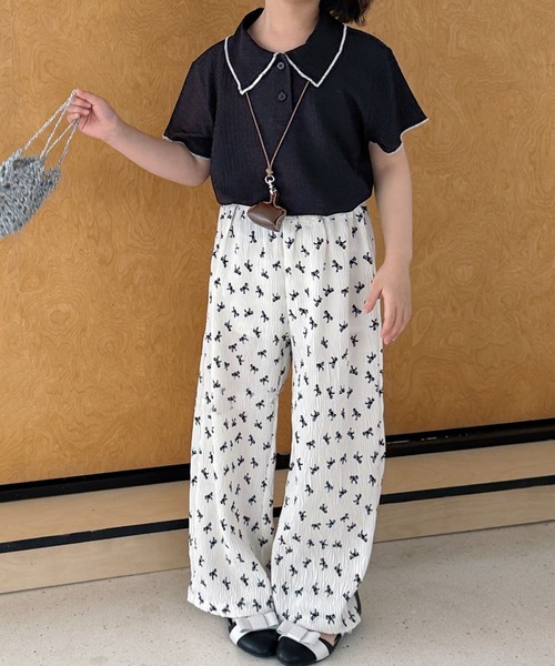 aimoha（アイモハ）の「【aimoha-KIDS-】配色パイピング半袖ニットポロシャツ（ポロシャツ・キッズ・ホワイト/ブラック・120/130/140/150/160）」の4枚目の写真