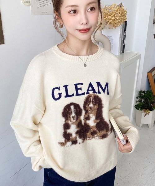 moment+(モーメントプラス)の「Wジャガードドッグ&キャットニットプルオーバー(ニット/セーター・レディース・ネイビー/グレー/チャコールグレー/アイボリー/ホワイト系/グレー系/ネイビー系・M)」の19枚目の写真