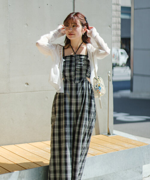 【美品】カスタネ　2pieceカットアウトサロペット　チェック柄 美品】カスタネ 2pieceカットアウトサロペット チェック柄