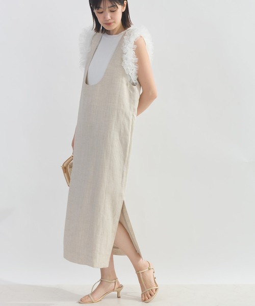 PICCIN PERLA（ピッチンペルラ）の「フリルチュールノースリーブニット（ニット/セーター・レディース・ブラック/オフホワイト・M）」の11枚目の写真