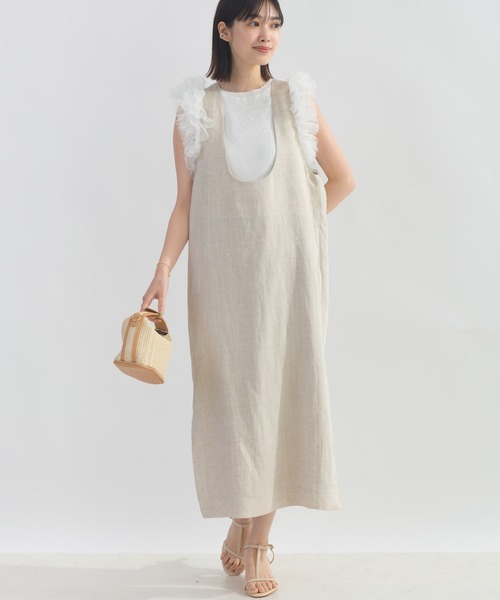 PICCIN PERLA（ピッチンペルラ）の「フリルチュールノースリーブニット（ニット/セーター・レディース・ブラック/オフホワイト・M）」の10枚目の写真