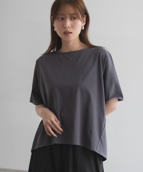 NAVY（ネイビー）の「nAvy SARARI 切替ワイドプルオーバー（Tシャツ/カットソー・レディース・モカ/チャコールグレー/オフホワイト・M/L）」の2枚目の写真