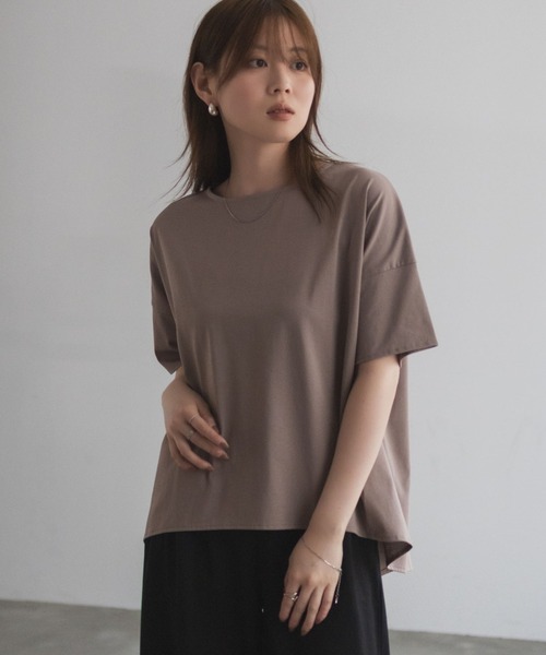 NAVY（ネイビー）の「nAvy SARARI 切替ワイドプルオーバー（Tシャツ/カットソー・レディース・モカ/チャコールグレー/オフホワイト・M/L）」の3枚目の写真