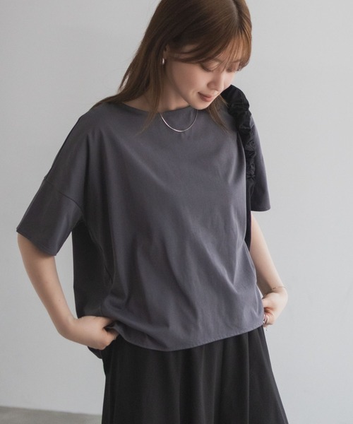 NAVY（ネイビー）の「nAvy SARARI 切替ワイドプルオーバー（Tシャツ/カットソー・レディース・モカ/チャコールグレー/オフホワイト・M/L）」の19枚目の写真