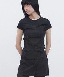 TUOMIO（トゥオミオ）の「【TUOMIO】RIBBON LAYERED SHORT SLEEVES / 【トゥオミオ】リボンレイヤード半袖Tシャツ（Tシャツ/カットソー）」