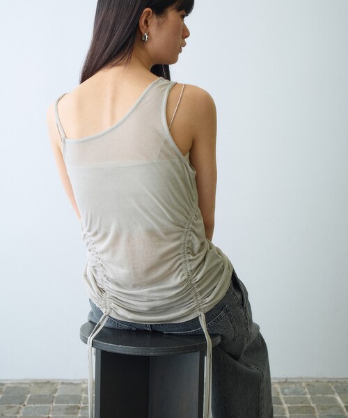 CODE A(コードエー)の「asymmetry gather tank(タンクトップ・レディース・ライトグリーン/ダークグレー/ホワイト・00)」の5枚目の写真
