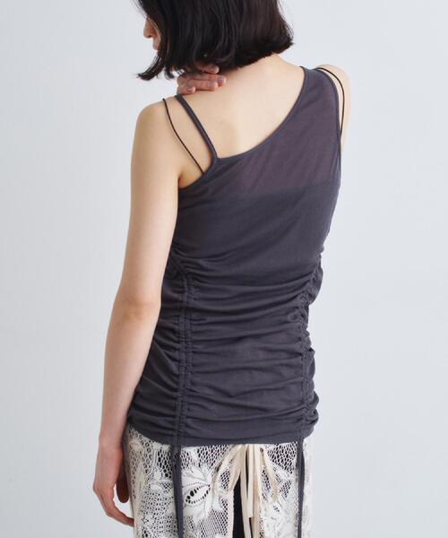 タンクトップ ノースリーブ asymmetry gather tank レディース セール】asymmetry gather tank（タンクトップ）｜CODE A