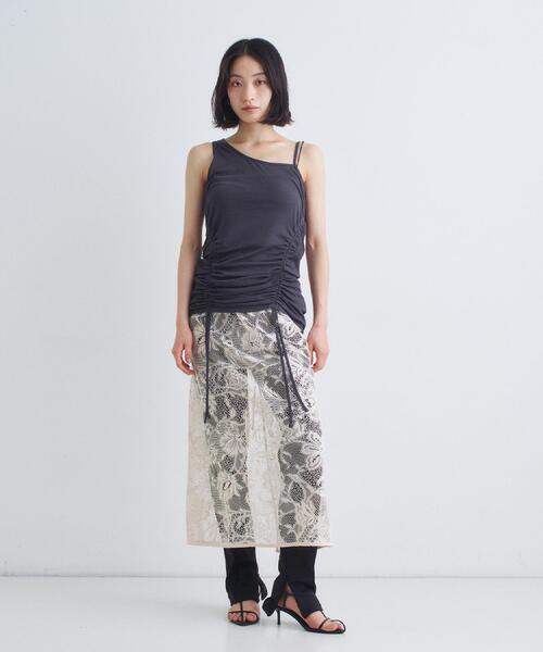 タンクトップ ノースリーブ asymmetry gather tank レディース セール】asymmetry gather tank（タンクトップ）｜CODE A