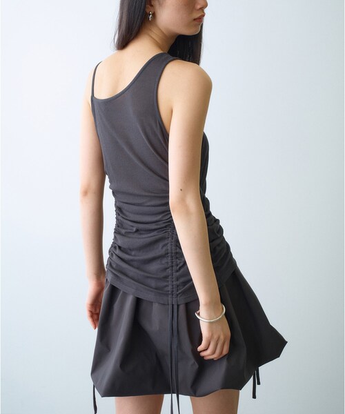 タンクトップ ノースリーブ asymmetry gather tank レディース セール】asymmetry gather tank（タンクトップ）｜CODE A