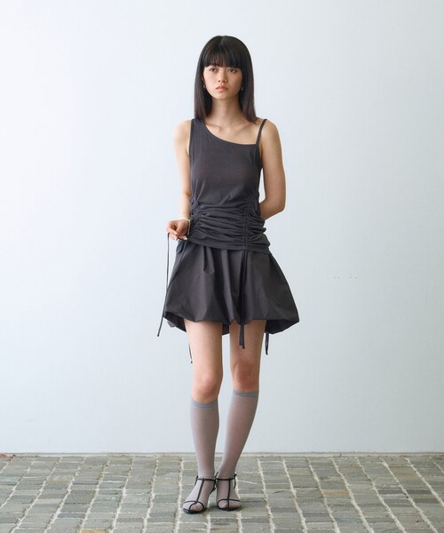 タンクトップ ノースリーブ asymmetry gather tank レディース セール】asymmetry gather tank（タンクトップ）｜CODE A