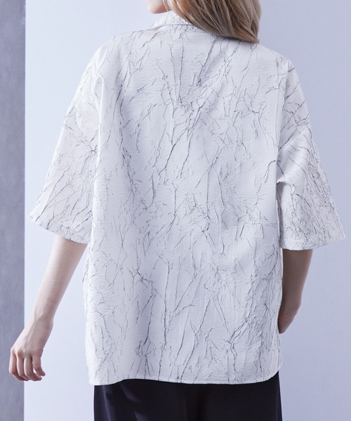 Loose/ルース(ルース)の「ワッシャー加工 デザイン柄シャツ(シャツ/ブラウス・メンズ・ブラック/ホワイト/ネイビー・S/M/L)」の7枚目の写真