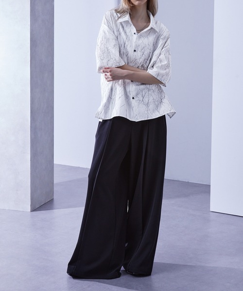 Loose/ルース(ルース)の「ワッシャー加工 デザイン柄シャツ(シャツ/ブラウス・メンズ・ブラック/ホワイト/ネイビー・S/M/L)」の9枚目の写真