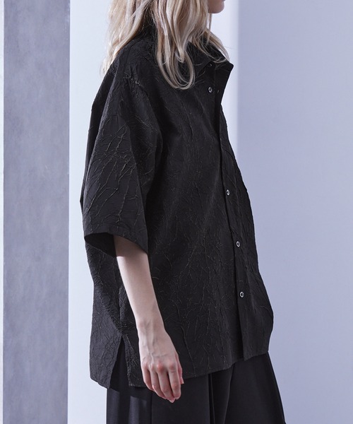 Loose/ルース(ルース)の「ワッシャー加工 デザイン柄シャツ(シャツ/ブラウス・メンズ・ブラック/ホワイト/ネイビー・S/M/L)」の16枚目の写真
