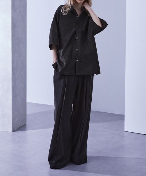 Loose/ルース(ルース)の「ワッシャー加工 デザイン柄シャツ(シャツ/ブラウス・メンズ・ブラック/ホワイト/ネイビー・S/M/L)」の18枚目の写真