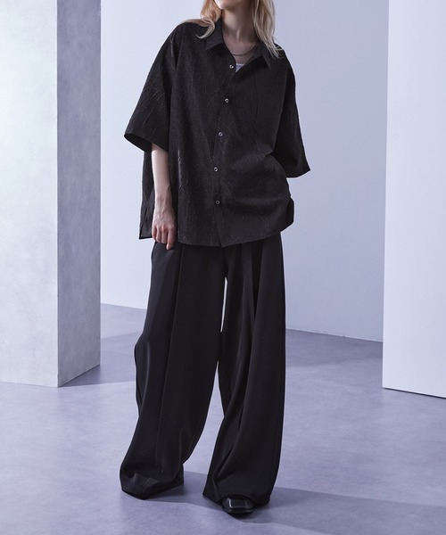Loose/ルース(ルース)の「ワッシャー加工 デザイン柄シャツ(シャツ/ブラウス・メンズ・ブラック/ホワイト/ネイビー・S/M/L)」の19枚目の写真