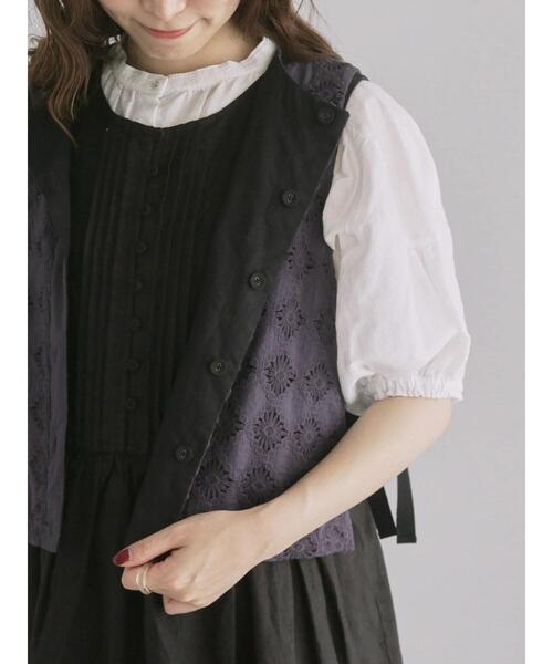★TSUHARU ツハル SOLD OUT レース×綿リバーシブルベスト 生成 ☆TSUHARU ツハル SOLD OUT レース×綿リバーシブルベスト 生成
