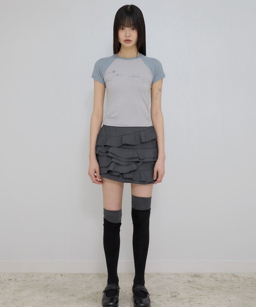 FLAREUP(フレアアップ)の「FLAREUP/MutaラグランT(Tシャツ/カットソー・レディース・グレー/ホワイト/ブラック・SMALL)」の6枚目の写真