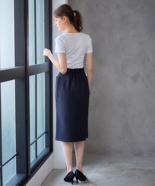 12Twelve Agenda(トゥエルブ アジェンダ)の「スクエアネック2枚重半袖カットソープルオーバー(Tシャツ/カットソー・レディース・ホワイト/ブラック・M/L)」の6枚目の写真